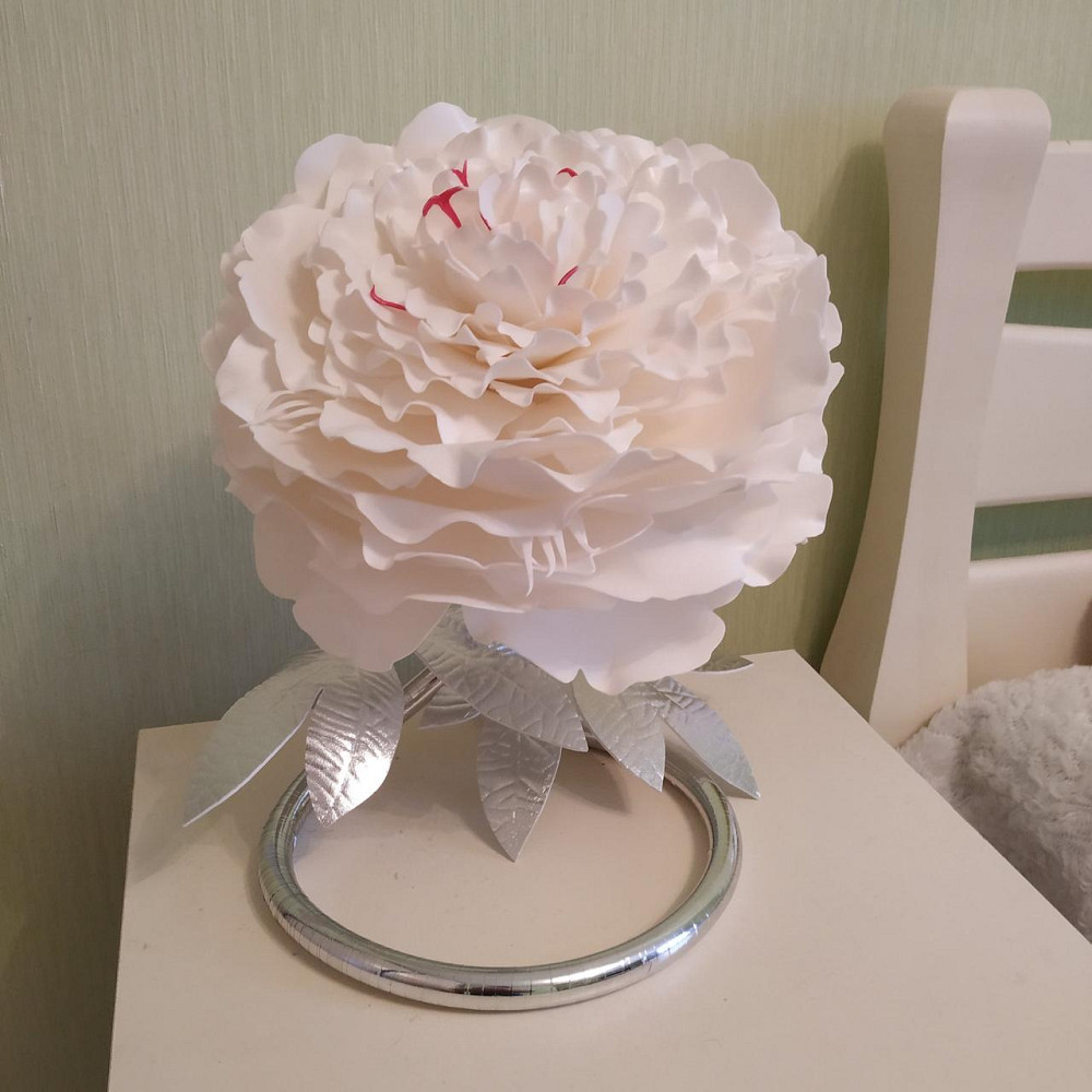 Світильник-нічник "Білий півонія на сріблі" Дніпро - фото 1