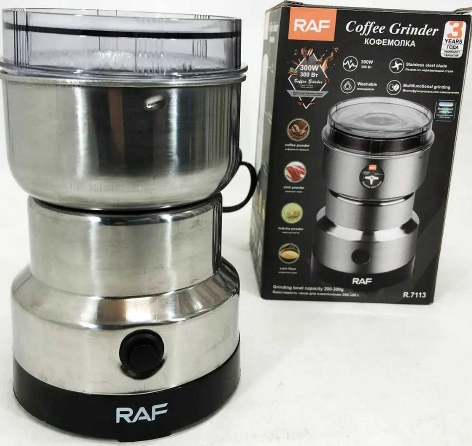Кавомолка RAF R.7113 електрична із сталі 300 Вт Кофемолка Київ - фото 3