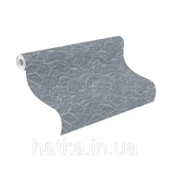 Шпалери вінілові на флізеліні Rasch Clasik 0,53х10 абстракція хвиля темно-синя біла Київ