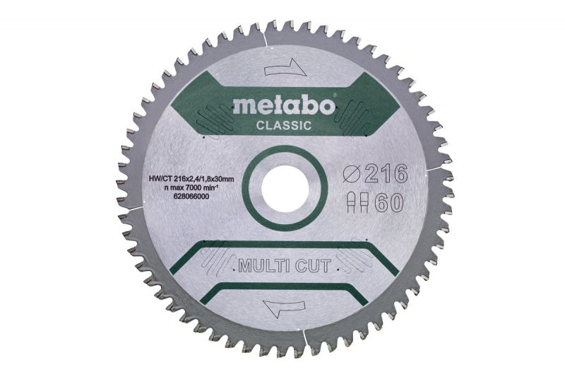 Пиляльний диск Metabo Multi cut Classic 216x30 мм Z60 FZ/TZ -5° по дереву, МДФ, алюмінію 628066000 Київ - фото 1