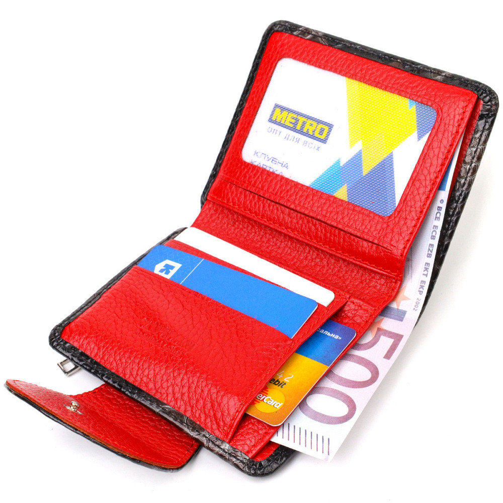 Фактурне жіноче портмоне середнього розміру з натуральної шкіри з тисненням під змію CANPELLINI 21805 Різнокольорове Київ - фото 5