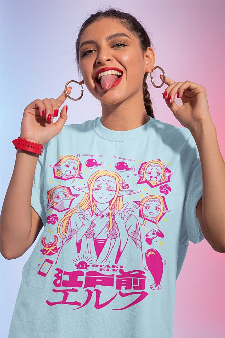 Футболка аниме Аниме Елф Едомае Манга оверсайз (S/M/L) Черний AnimeJ0386 Днепр - изображение 2