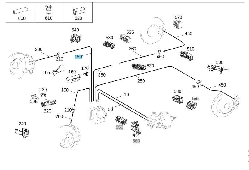 Mercedes-Benz  A1664208426 Гальмівна трубка від блоку ABS до переднього правого колеса ML/GLE W166 GL/GLS X166 GLE Coupe C292 Одесса - изображение 2