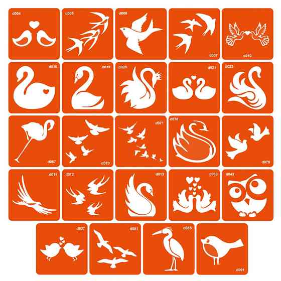 Набор трафаретов для био-тату «D - птички» d-simple_24_1 Винница