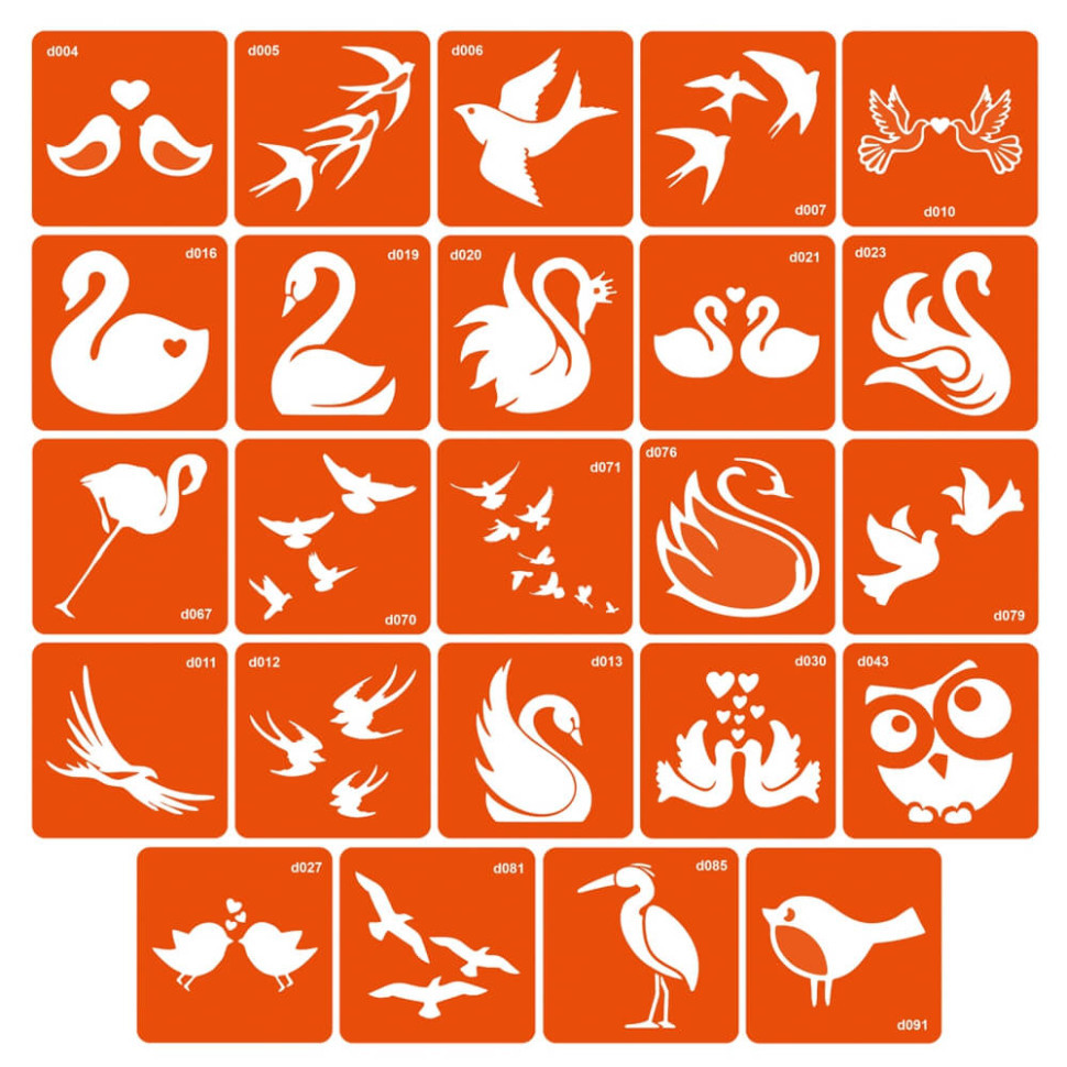 Набір трафаретів для біо-тату «D - пташки» d-simple_24_1 Вінниця - фото 1