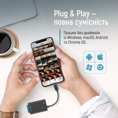 Зчитувач флеш-карт ColorWay USB-C to USB 3.0/SD/MicroSD (CW-CR-02) Вінниця - фото 12