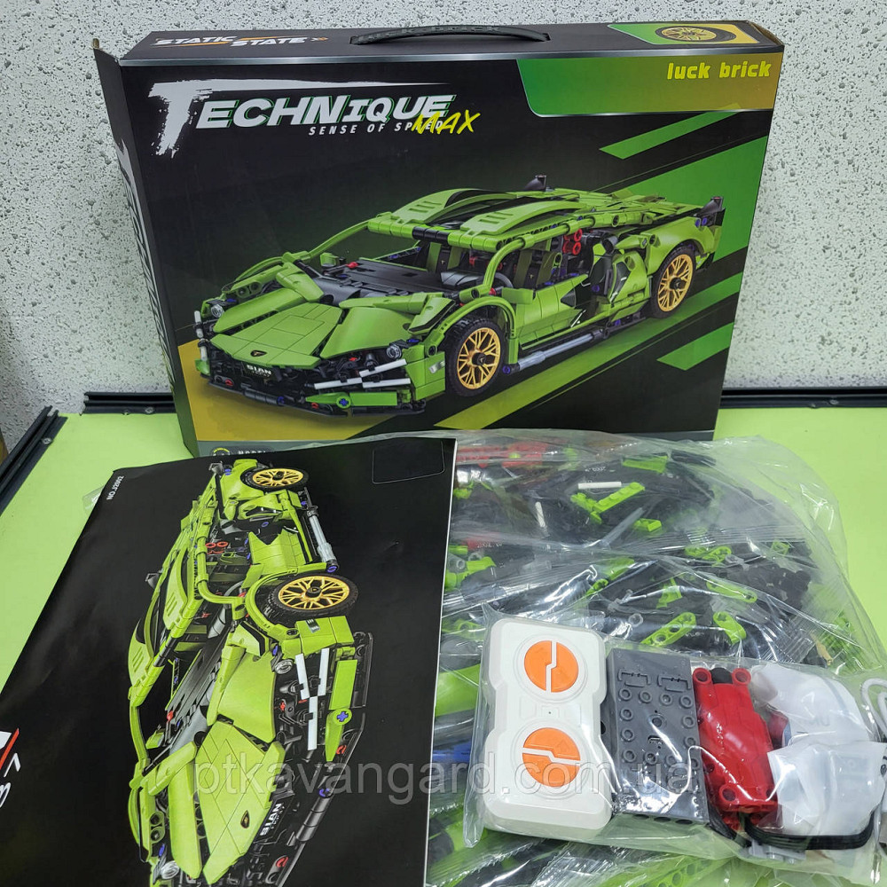 Конструктор на радиоуправлении машинка Ламборгини Сиан 1280 деталей с пультом зеленая J 2002 M Хмельницкий - изображение 4