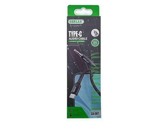 Кабель Type-C 3,5 AUX - GX-06T тканинний чорний 1м ТМ Gerlax Solmir Київ