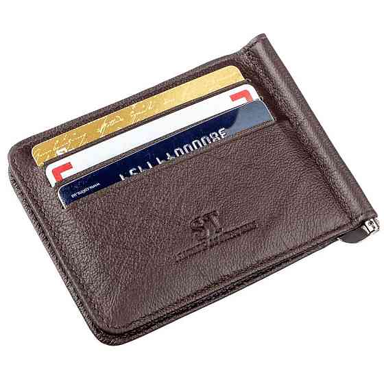Зручний чоловічий Затискач для купюр ST Leather 18938 Коричневий Київ