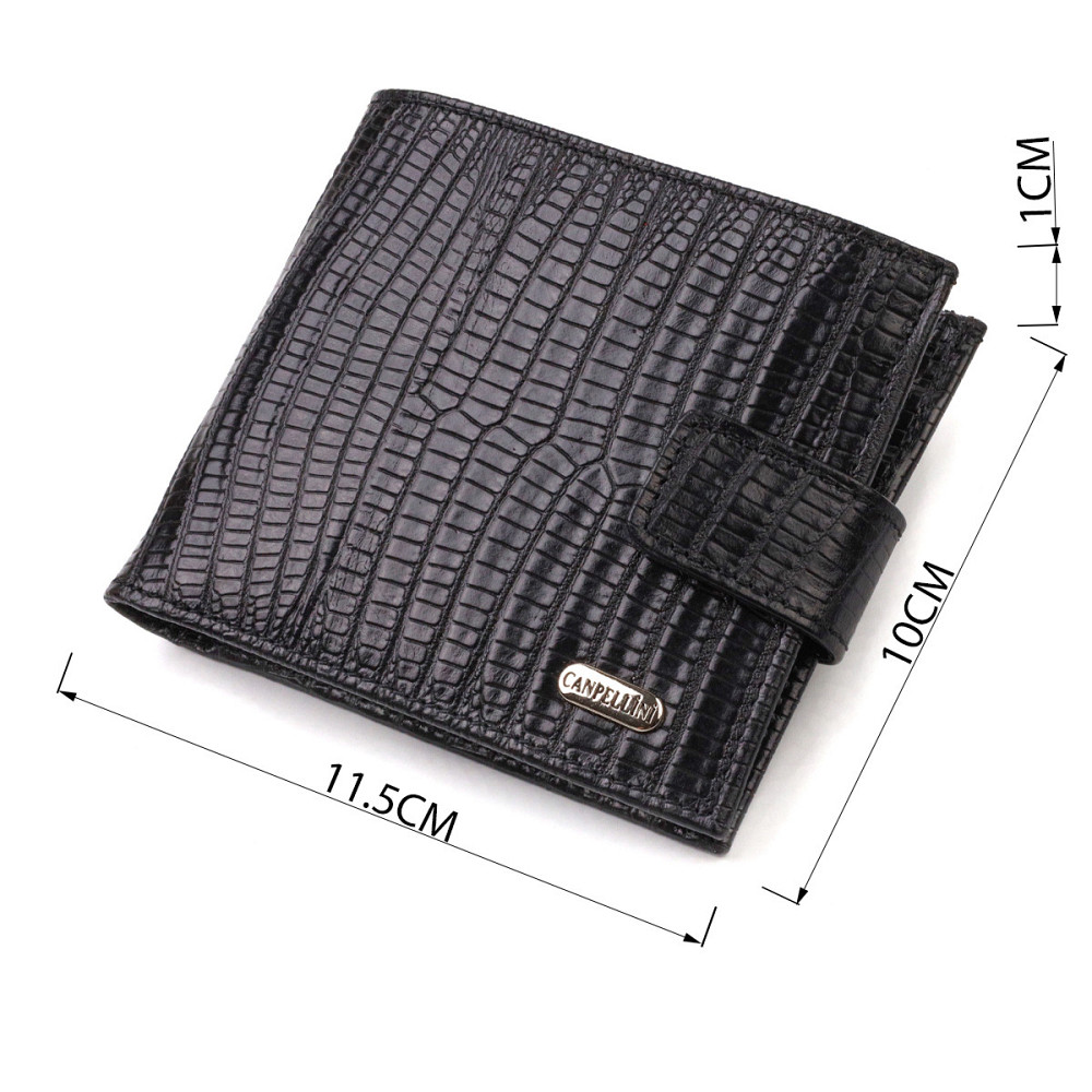 Оригинальный фактурный бумажник горизонтального формата из натуральной кожи с тиснением CANPELLINI 21771 Черный Киев - изображение 3