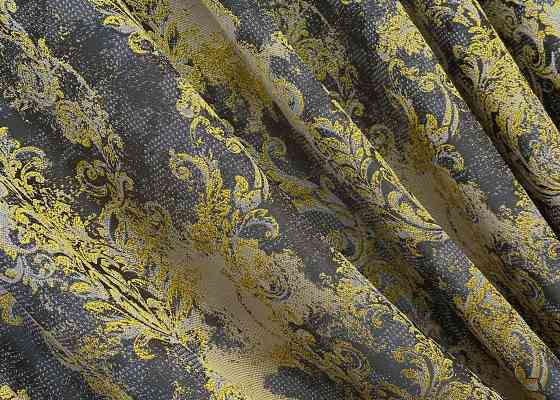 Комплект готовых штор VR-Textil Лен Премиум № 1834ш Серый с желтым 150х295 см 2 шт (33-0826) Киев