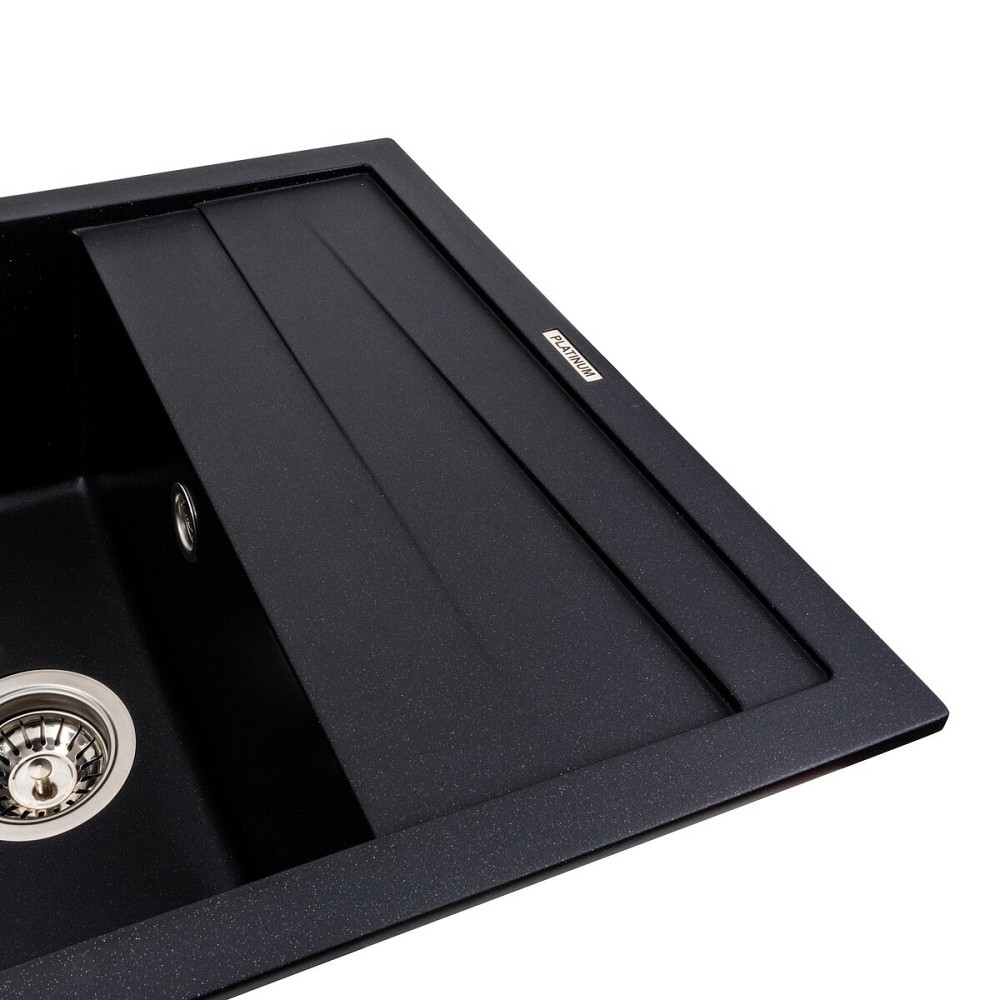 PLATINUM Кухонна мийка гранітна матова 7050 CASCADA Platinum чорний металік Київ - фото 2
