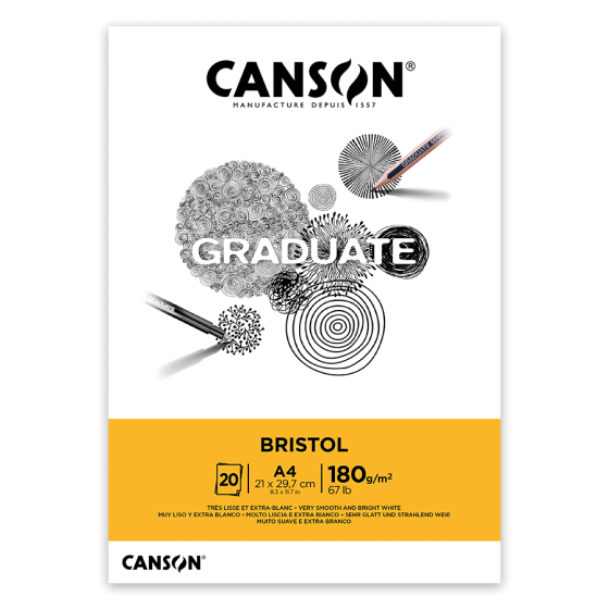 Склейка бумаги для рисунка GRADUATE BRISTOL А4 (21х29,7см) 180г/м2 20л Canson Киев