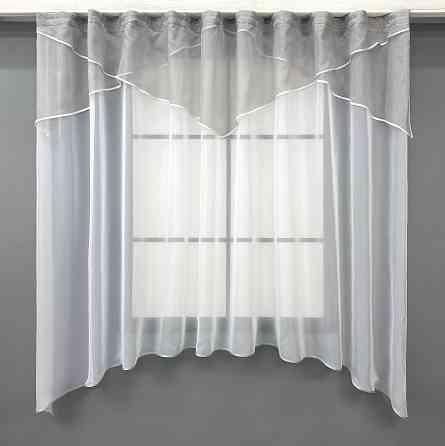 Кухонный тюль арка с ламбрекеном VR-Textil № 025к серый с белым 270х170 см (52-1217) Киев