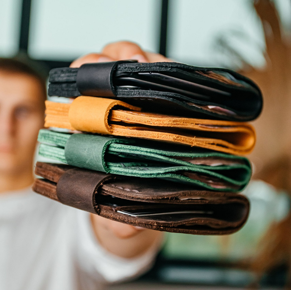 Чоловічий гаманець гаманець з натуральної шкіри, місткий гаманець на кнопці Crazy HorseMasterSem Київ - фото 2