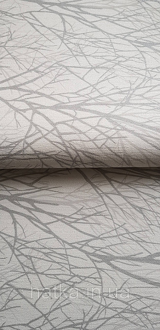 Обои виниловые на флизелине горячего тиснения Sintra Atmosphere метровые деревья ветки серые на белом 512005 Киев - изображение 1