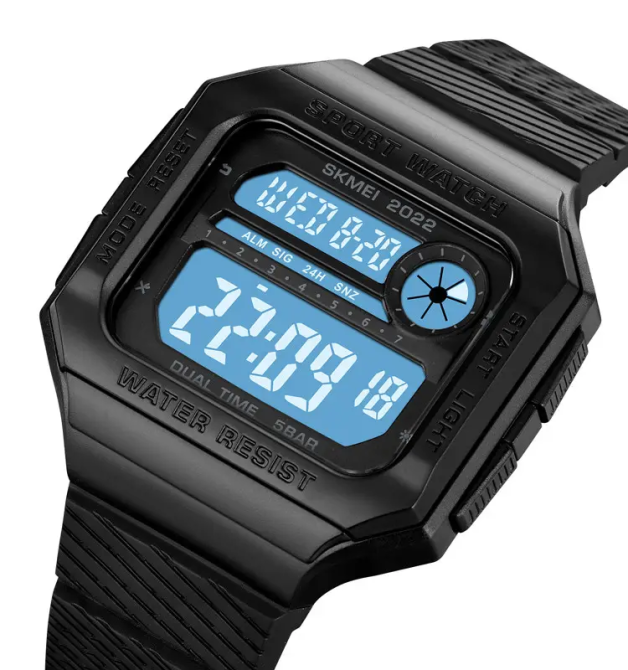 Годинник чоловічий спортивний наручний Skmei 2022 (Чорний з білим циферблатом) Київ - фото 3