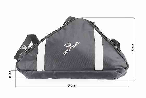 Сумка під раму трикутна 280х220х200мм, кріпл. на липучці, вологозахисна, світловідбиваючі смуги, чорна Київ