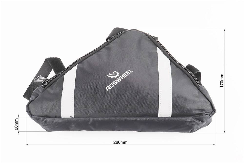 Сумка під раму трикутна 280х220х200мм, кріпл. на липучці, вологозахисна, світловідбиваючі смуги, чорна Київ - фото 4