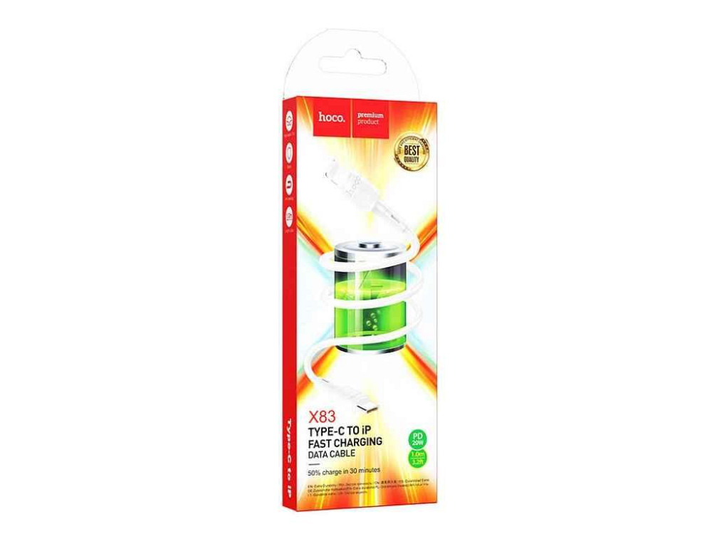 Кабель iPhone PD Type-C to Lightning X83 20W 1м ТМ Hoco Київ - фото 1