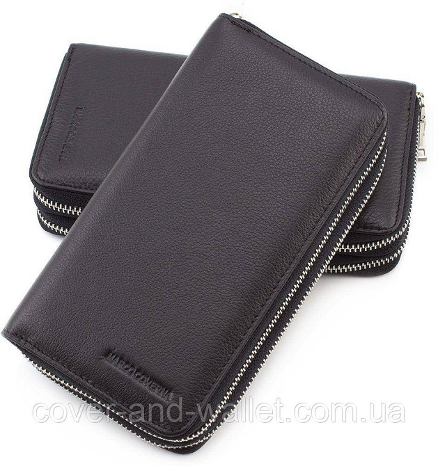 Стильный мужской кожаный кошелек на две молнии с ремешком Marco Coverna 801B Киев - изображение 2