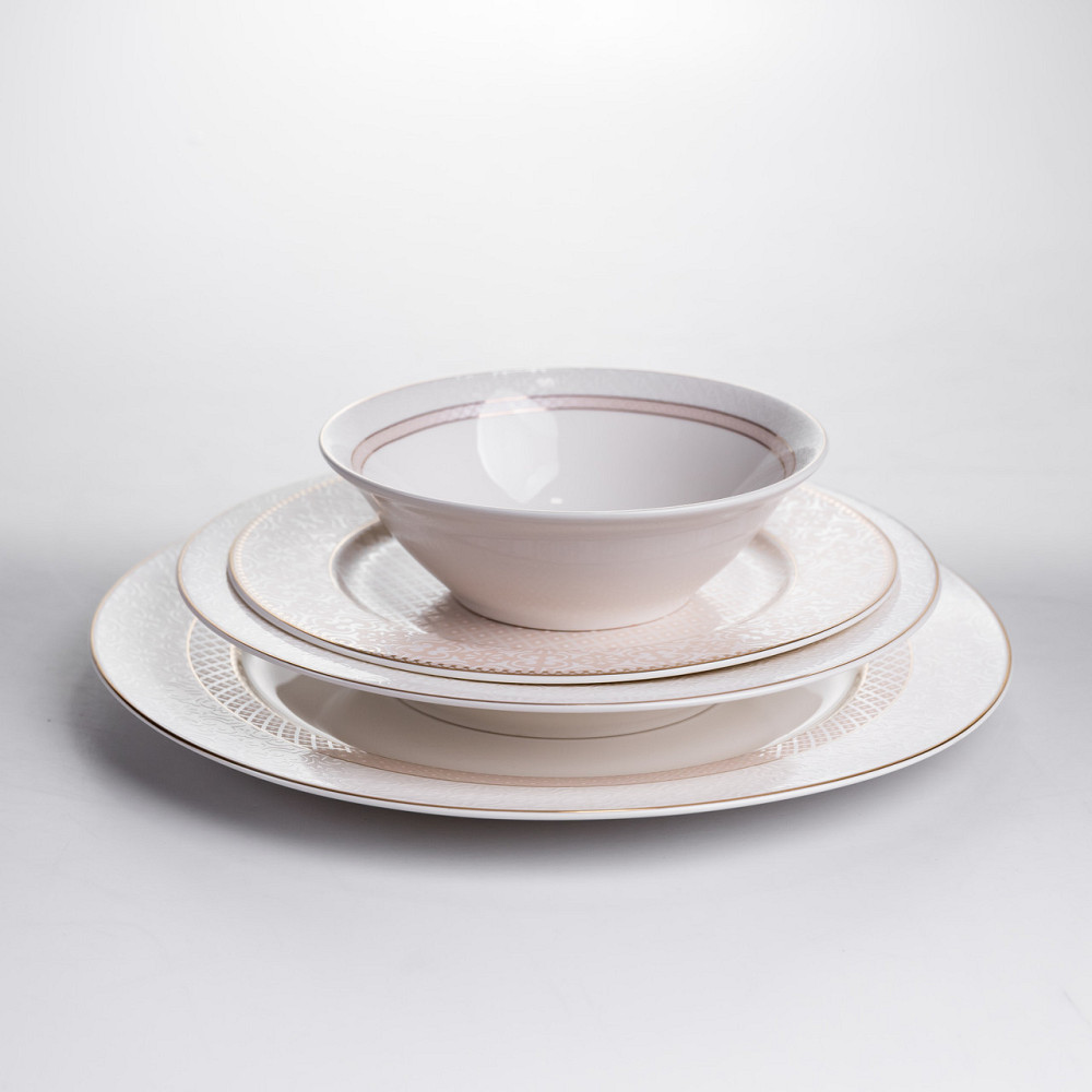 Столовий сервіз на 6 персон 24 предмети порцеляновий HP-HK-A12 Бежевий Коломия - фото 3