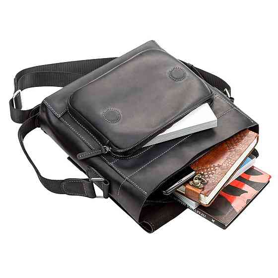 Сумка чоловіча шкіряна Чорна (SHVIGEL) Київ