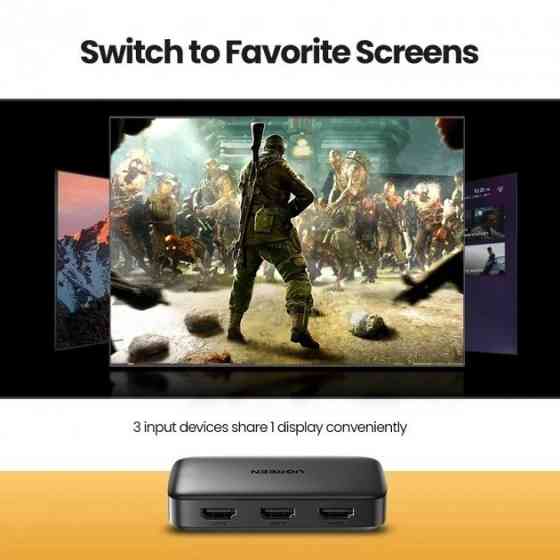 Перемикач HDMI на 3 виходи спліттер Ugreen з пультом ДК 4K 3D Full HD 80125 (Чорний) Николаев