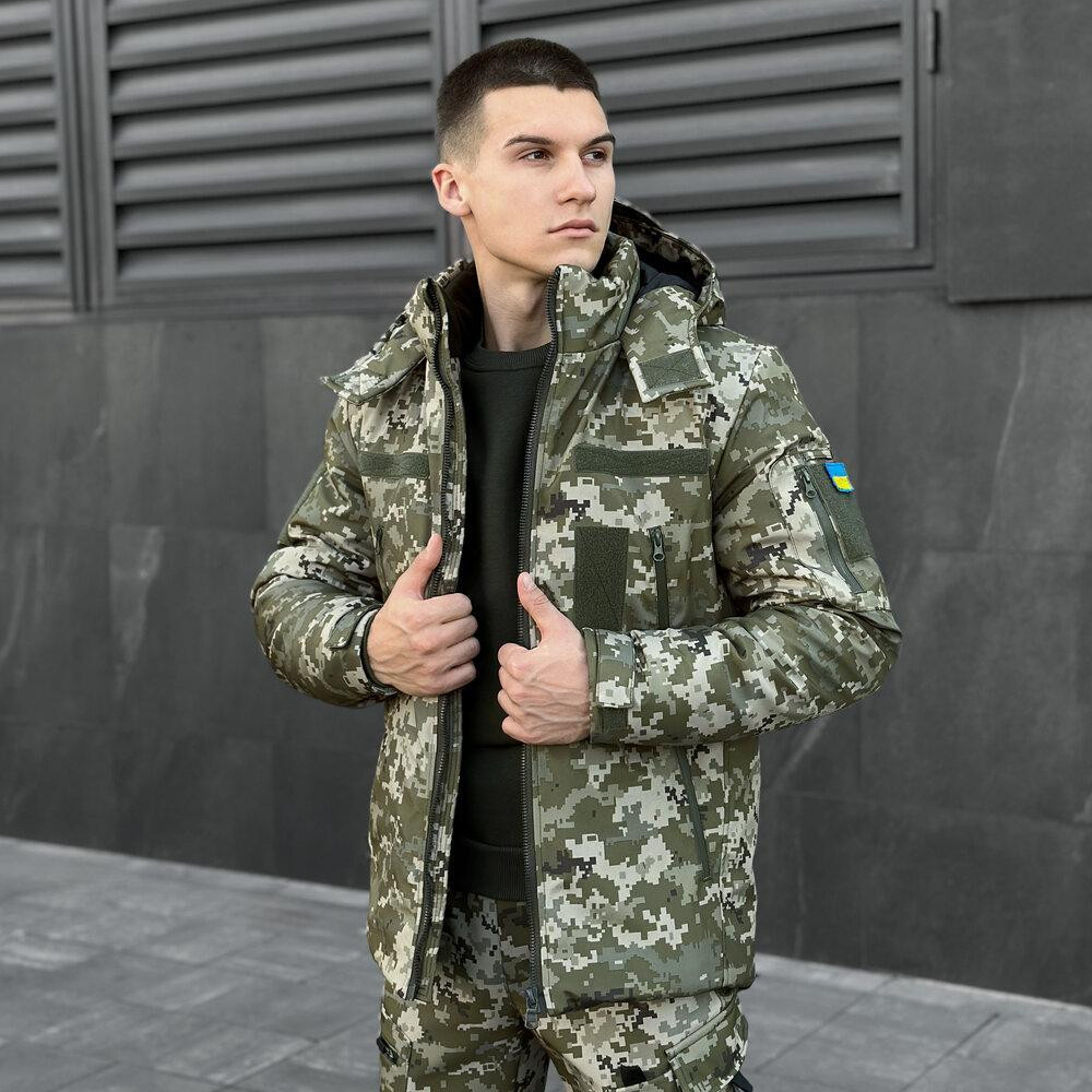 Чоловіча тактична військова зимова зимова куртка Pobedov Winter армійська з капюшоном водовідштовхувальна піксель Одеса - фото 4