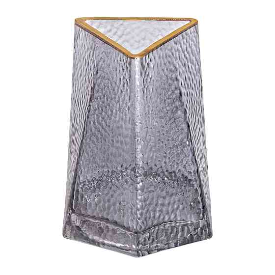 Стеклянная ваза для цветов, декоративная, треугольная, 15,5 см, серая с золотой окантовкой HP-1711 Киев