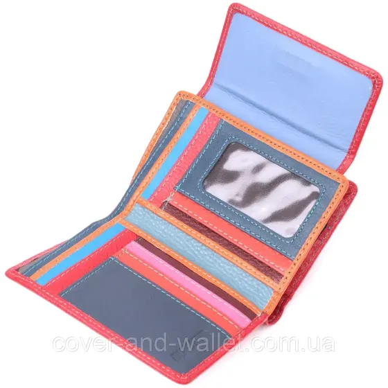 Женский кошелек красного цвета среднего размера с магнитной застежкой ST Leather Киев