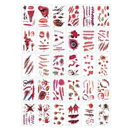 Тимчасові тату на Хелловін 60 штук 10 на 6 см різнобарвний Київ