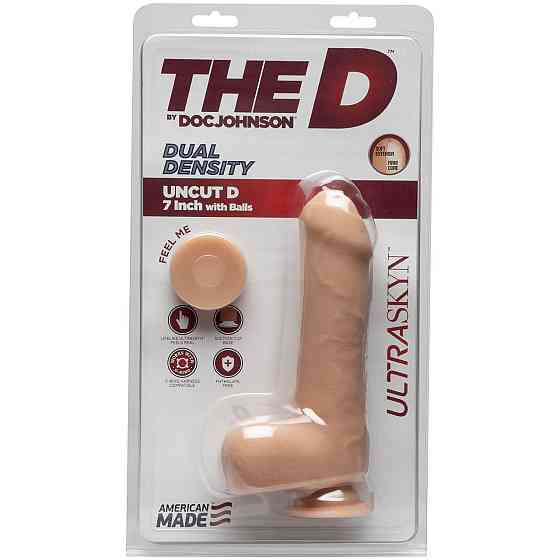 Фалоімітатор Doc Johnson The D - Uncut D - 7 Inch With Balls ULTRASKYN, діаметр 4,5 см, необрізаний Sex Aura Київ
