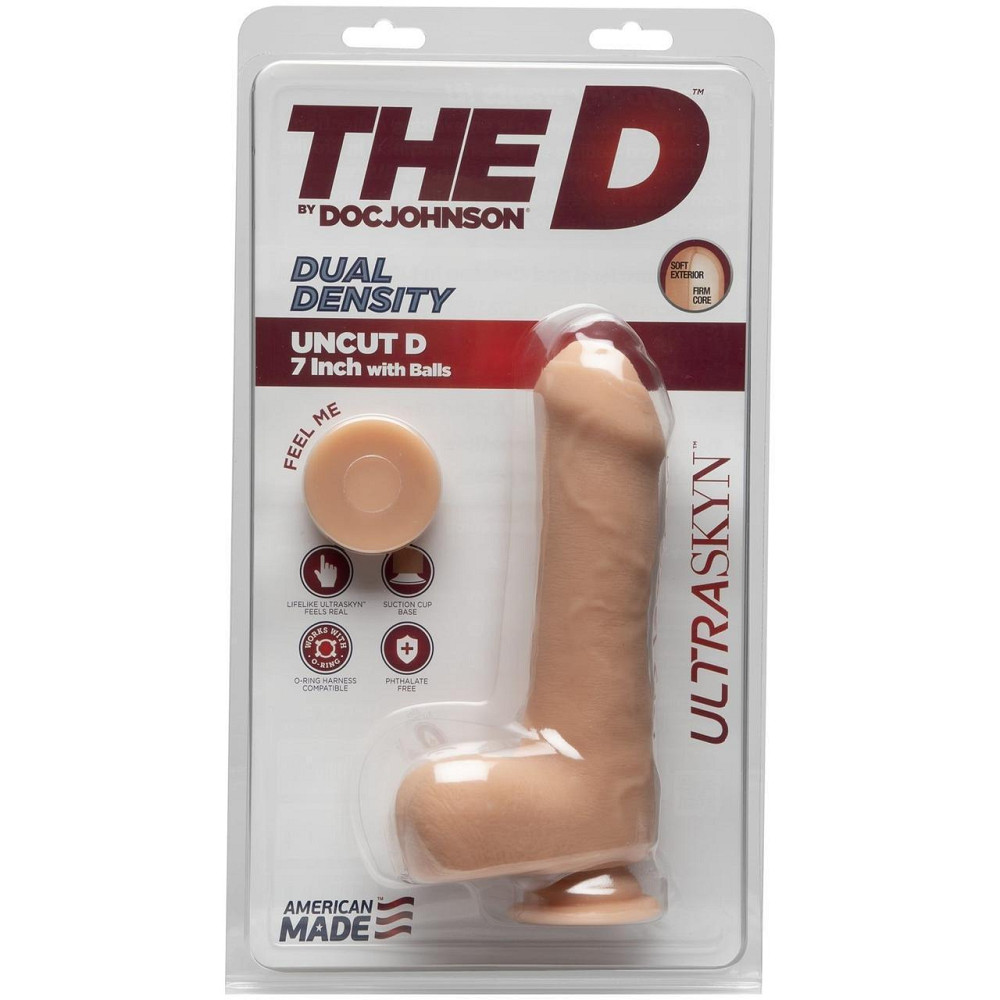 Фалоімітатор Doc Johnson The D - Uncut D - 7 Inch With Balls ULTRASKYN, діаметр 4,5 см, необрізаний Sex Aura Київ - фото 3