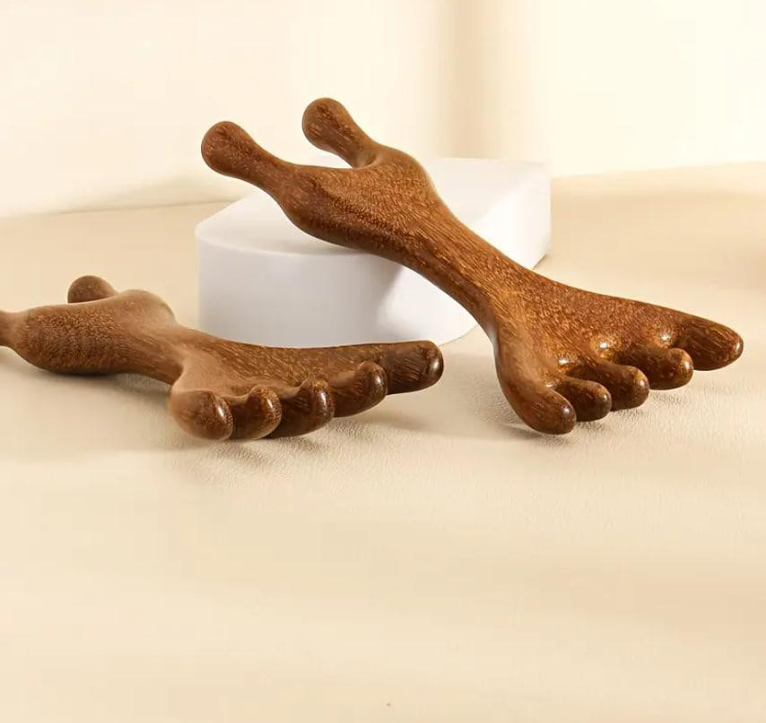 Акупунктурний дерев’яний масажер з сандалового дерева 2-в-1 | Ручний масажер для голови, шиї та спин Київ - фото 3