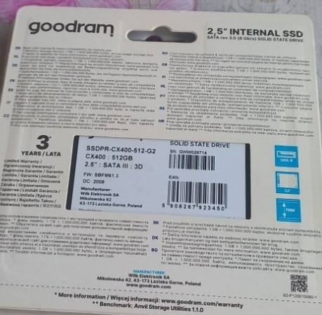 Goodram SSD CX400 512GB. Харків - фото 1