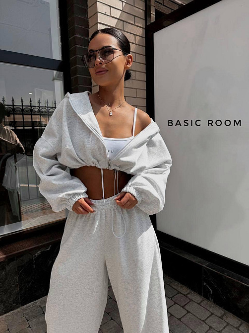 Женский стильный оверсайз костюм двойка: худи и штаны двунитка Одесса - изображение 2