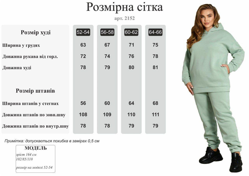 Женский прогулочный костюм: худи и штаны батал в спортивном стиле трехнитка на флисе Графит, 64/66 Одесса - изображение 2
