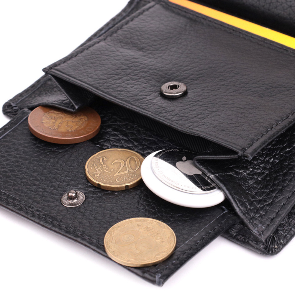 Зручний чоловічий шкіряний гаманець у два складання Vintage sale_15093 Чорний Київ - фото 8