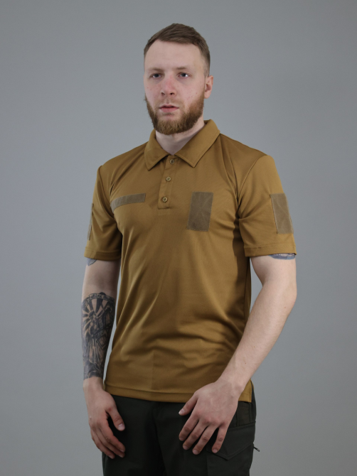 Тактическая футболка койот Cool Max с воротником поло для военных ЗСУ охраны и активного использования Львов - изображение 3