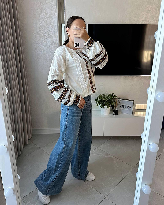 Женская современная вышиванка из домотканого льна 46 Одесса - изображение 2