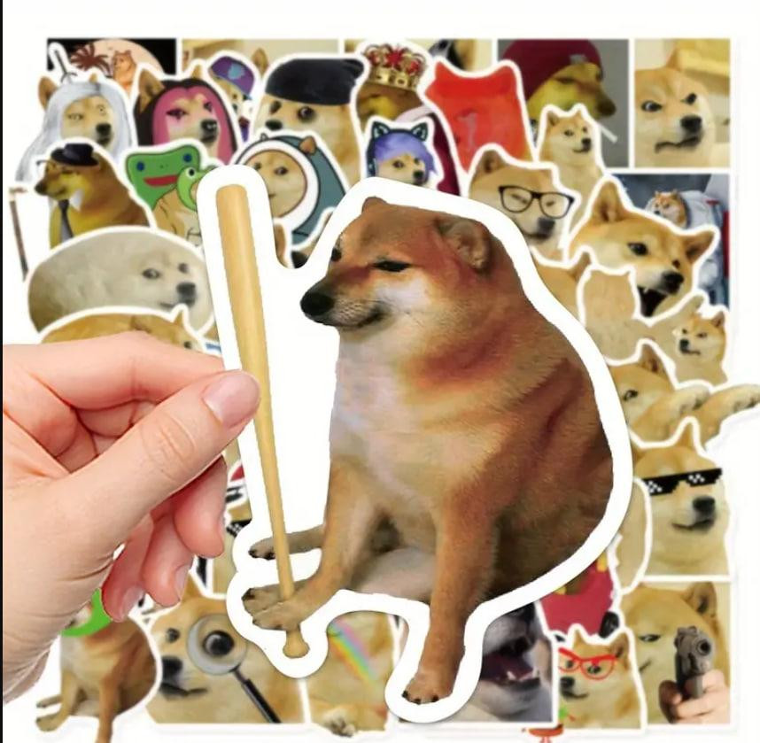 Наклейки Стикеры с мемами собаками. Водонепроницаемые виниловые эстетические наклейки, набор 50 штук Киев - изображение 4