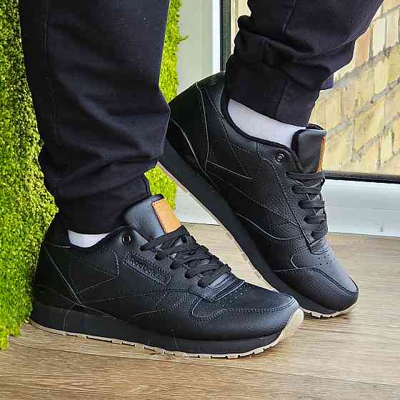 Чоловічі Термо Кросівки Reebok Classic Чорні Зимові Рибок Шкіряні (розміри: 45) - 76-2 Дніпро
