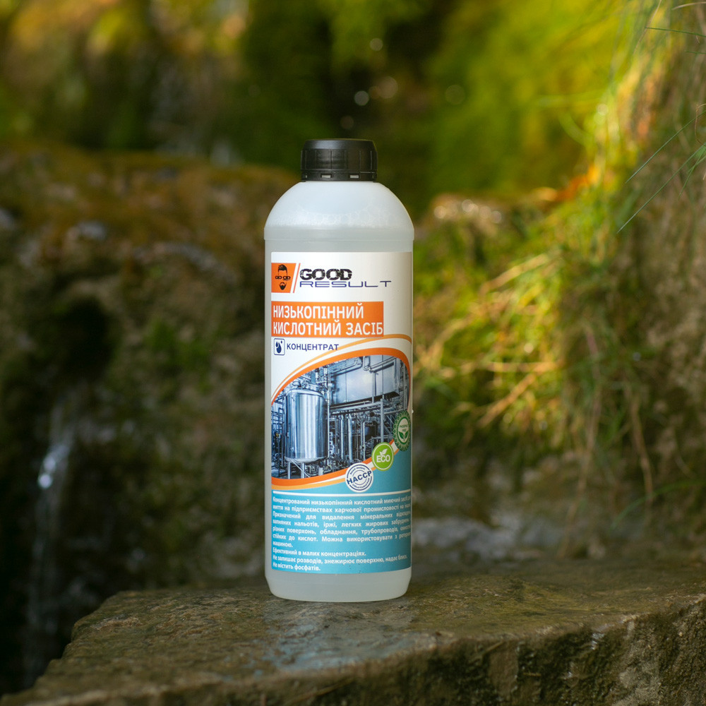 Концентрований кислотний низькопінний миючий  засіб  для видалення накипу та іржі GOOD RESULT 1л Павлоград - фото 1