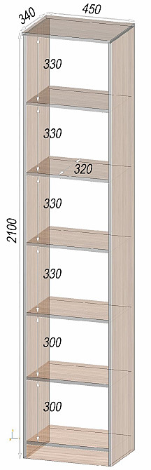 Тумба офисная Стеллаж ОП, Дуб Конкордия, 450/320/2100 Львов - изображение 2