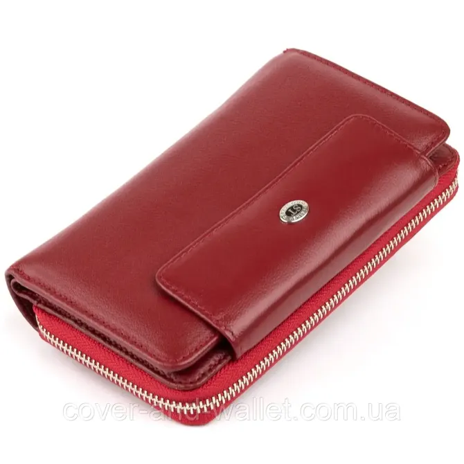 Женский компактный кошелек клатч бордового цвета из натуральной кожи ST Leather Киев - изображение 8