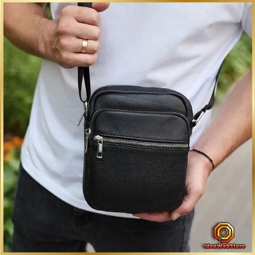 Якісна чоловіча сумка з натуральної шкіри, сумка месенджер, шкіряна барсетка Київ - фото 1