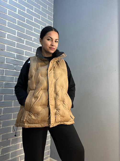 Жилет жіночий A-N 7025 стеганий серця подовжений оверсайз без капюшона, карамель, 44 Одеса - фото 4