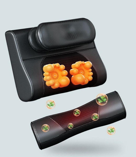 Подушка массажная роликовая Faercon F1-40 для шеи с подогревом и помпой (Черный) Винница - изображение 3