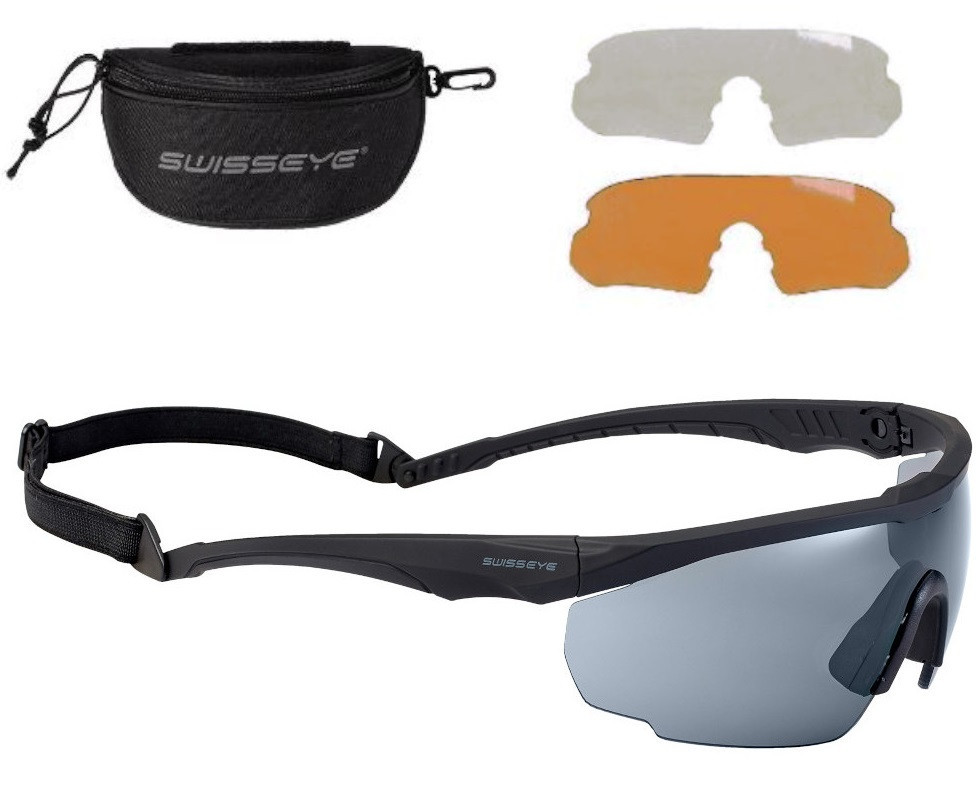 Балістичні Окуляри захисні з 2 змінними лінзами + чохол Swisseye "Blackhawk" (40421) Black Нововолинськ - фото 1
